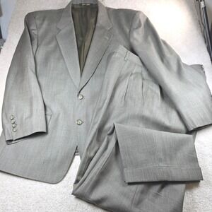Valentino Garavani Suit Mens 42R Olive Green Micro Check Pleated Cuffed Italy